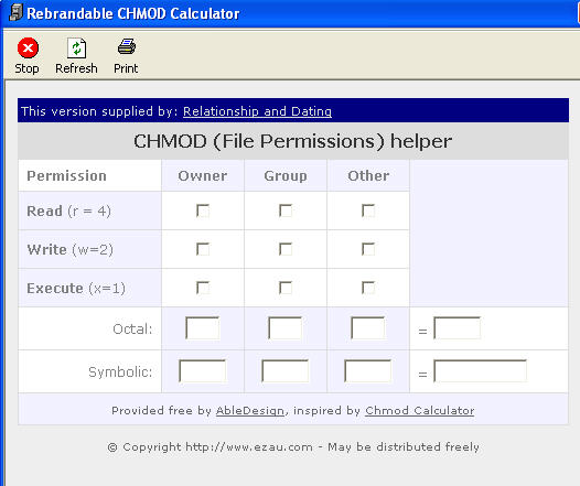 Relationship and Dating CHMOD Calculator